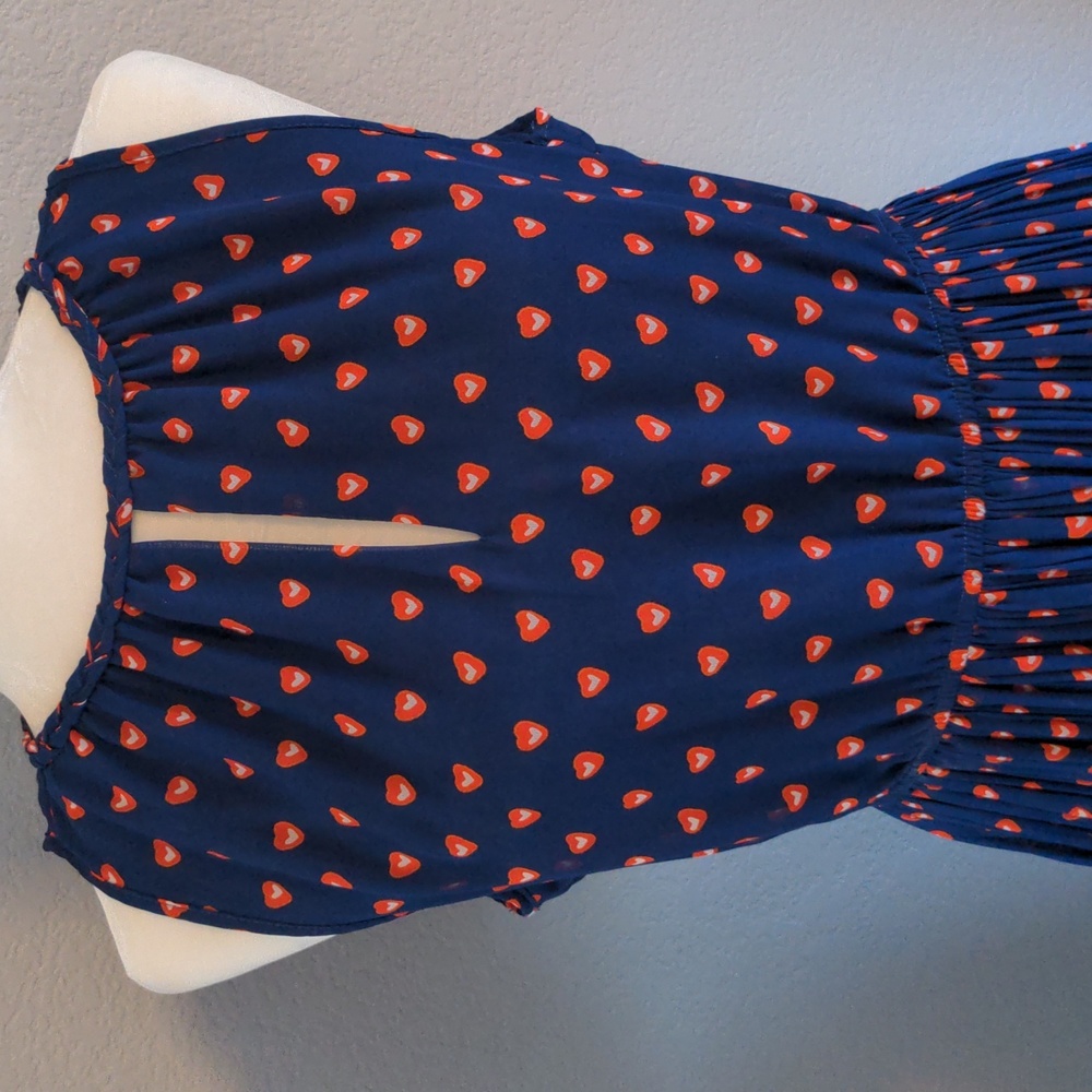 Maison Jules All The Love Heart Pleated Navy and Red Dress